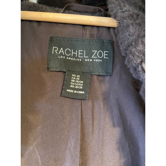 Rachel Zoe Coat Women's 3XL Faux Fur Coat, Dark Brown, Knee Length - Picture 3 of 5